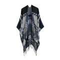 Beautiful Women's Vintage Pattern Winter Open Front Poncho Cape Shawl with Tassel